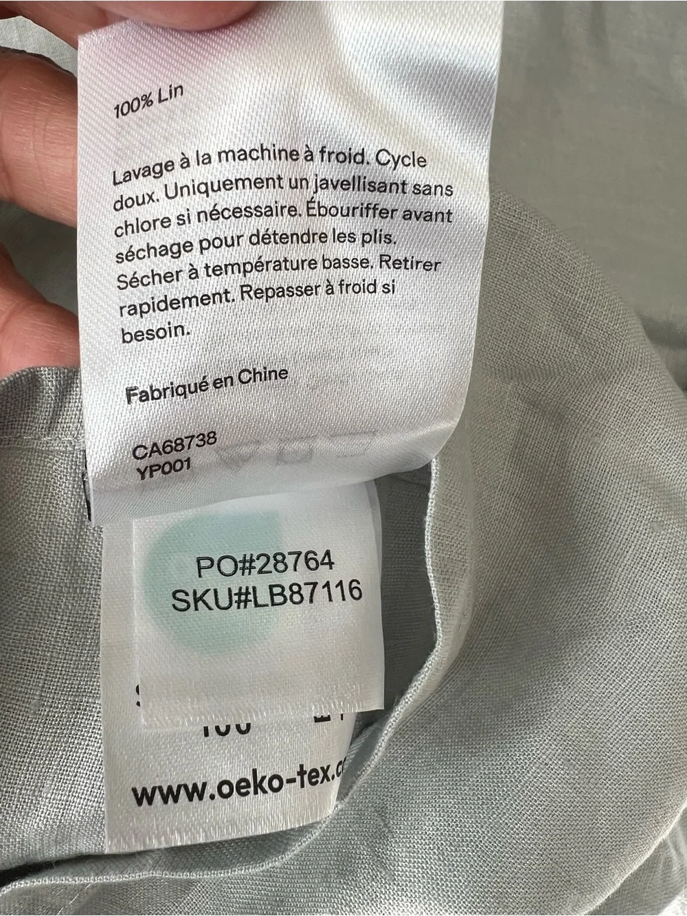 Quince- European Linen Double Flange Sham Set King - light gray